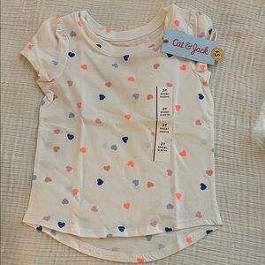 Cat & Jack Kids Multicolor Heart Tee - Cream